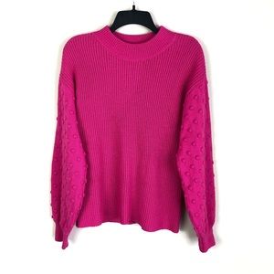 Vince Camuto Aurora Pink Bobble Sleeve Sweater